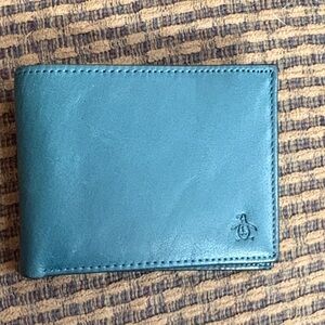 Original Penguin Teal Leather Card Holder
